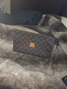 Louis Vuitton Monogram Canvas Wristlet Pouch in Brown and Tan